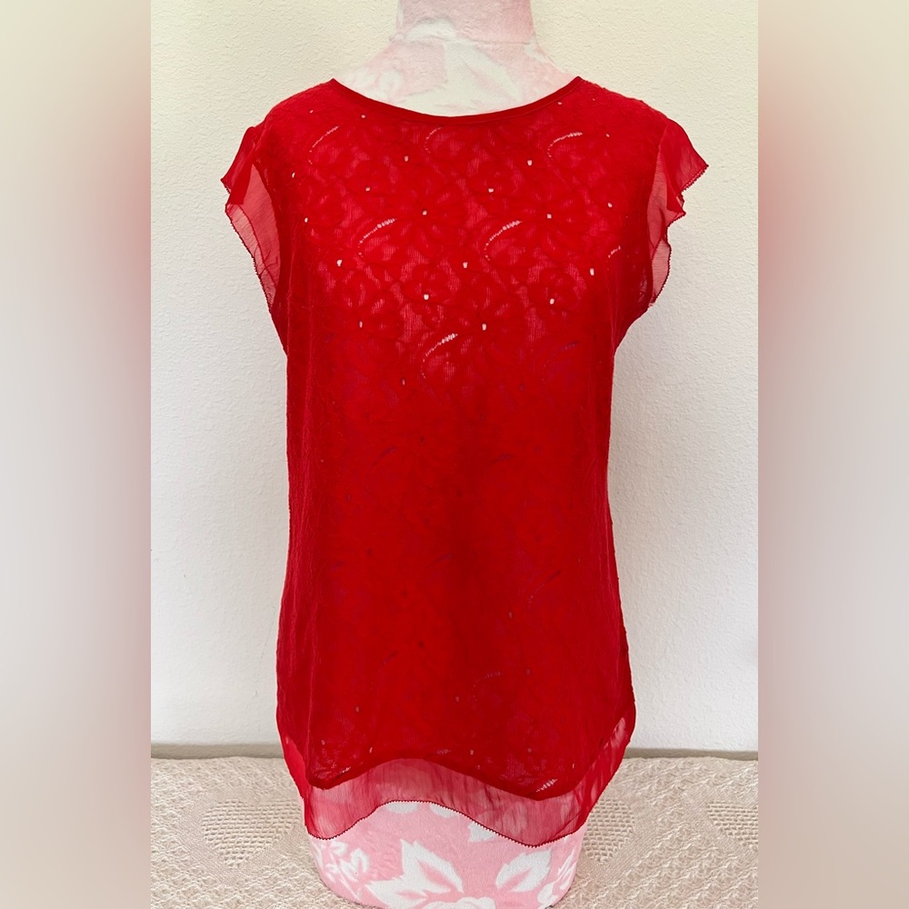 The Limited Vibrant Red Lace Blouse